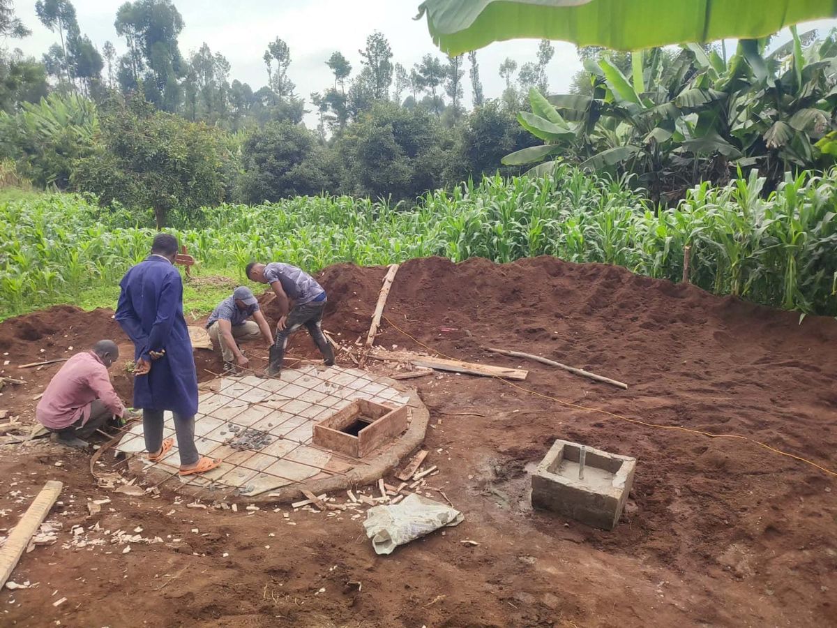 Digester foundation being built on a farm